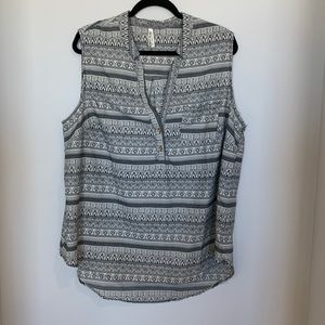 Live 4 truth, black and cream pattern, sleeveless blouse